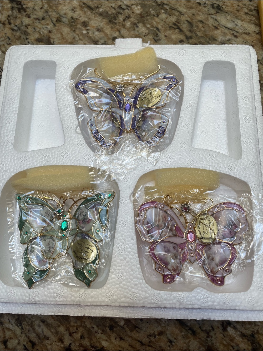 The Bradford Exchange Decorative Butterfly Ornaments - Purple, Green, Pink